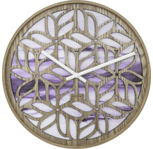 Dekorative Wanduhr mit Holzrahmen und Blattmuster