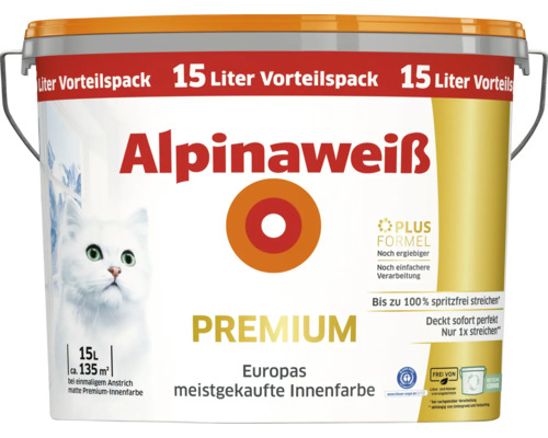 Alpina Wandfarbe Premium Alpinaweiß 15 L