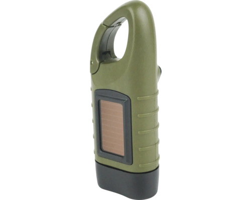 Solarbetriebene Handkurbel-Taschenlampe mit Karabiner