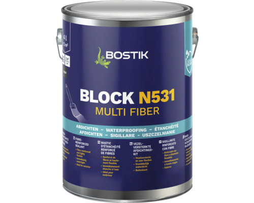 Bostik BLOCK N531 MULTI FIBER Faserverstärkte Dichtungsmasse 4 l Bostik BLOCK N531 MULTI FIBER Faserverstärkte Dichtungsmasse 4 l