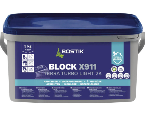 Bostik BLOCK X911 TERRA TURBO LIGHT Universelle Bitumenfreie Hybrid Abdichtung 5 kg