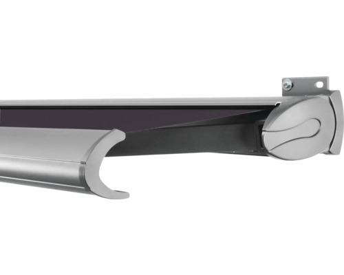 SOLUNA Kassettenmarkise Exclusiv 6x2,5 Stoff Dessin S2119 Gestell E6EV1 silber eloxiert Antrieb rechts inkl. Motor und Wandschalter