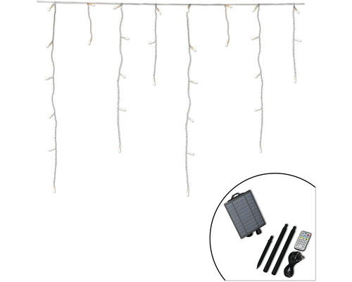 Solar Lichterkette mit Eiszapfenoptik und Zubehör