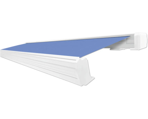 SOLUNA Kassettenmarkise Exquisit 6x2,5 Dessin S2828 Gestell RAL 9010 reinweiß Antrieb rechts inkl. Motor und Wandschalter