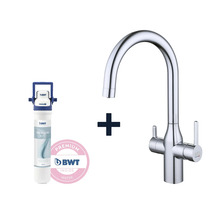 Küchenarmatur mit Wasserfilter und BWT Logo