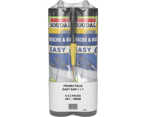 Soudal Dusche & Bad Easy Sanitär-Dichtstoff grau Duo-Pack 2 x 290 ml