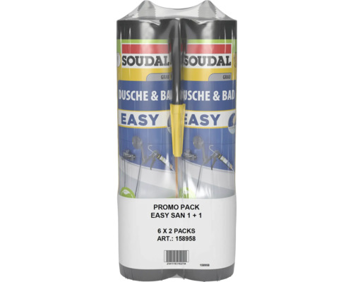 Soudal Dusche & Bad Easy Sanitär-Dichtstoff grau Duo-Pack 2 x 290 ml Soudal Dusche und Bad Silikon Doppelpackung