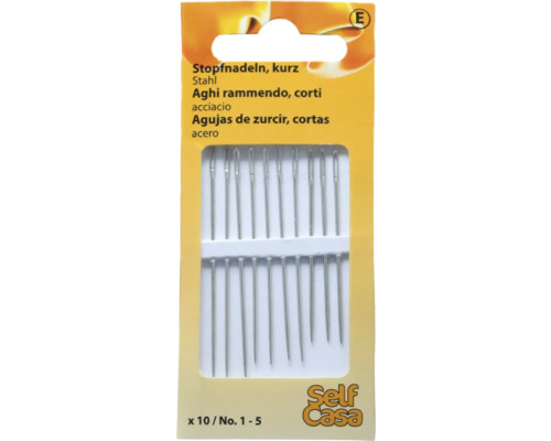 Stopfnadeln kurz Nr. 1-5 silber 10 Stk. Kurze Stopfnadeln aus Stahl im Paket