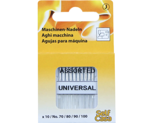 Nähmaschinen-Nadeln universal Nr. 70/80/90/100 10 Stk. Packung Universal Nähmaschinennadeln, 10 Stück in verschiedenen Größen
