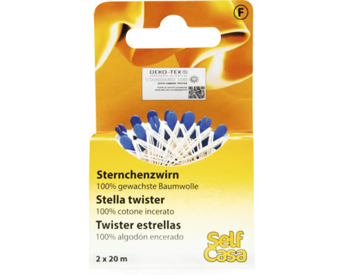 Sternchenzwirn Set gewachst 20 m weiß 2 Stk. Sternchenzwirn, 100 Prozent gewachste Baumwolle, 2 mal 20 Meter