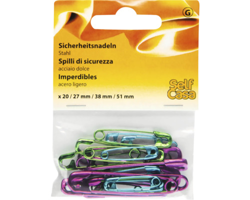 Packung Sicherheitsnadeln aus Stahl in verschiedenen Größen