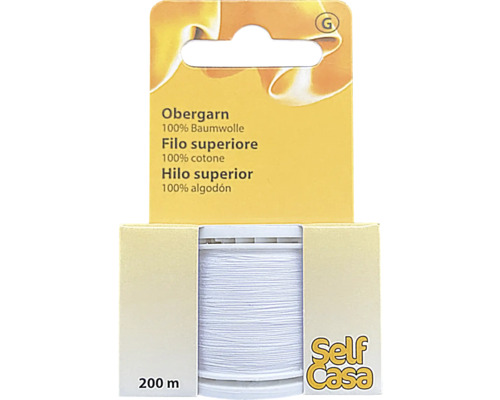 Obergarn 50/3 200 m weiß Nähgarn aus Baumwolle, 200 Meter