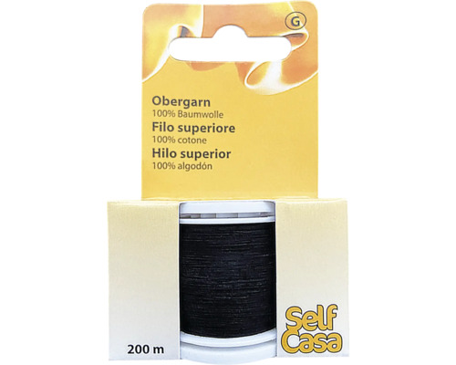Obergarn 50/3 200 m schwarz Nähgarn aus 100 % Baumwolle, 200 Meter