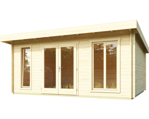 Holzgartenhaus mit Doppeltür und Fenstern