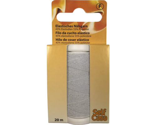 Elastisches Nähgarn 20 m weiß Elastisches Nähgarn aus 45 Prozent Elastodien und 55 Prozent Polyester