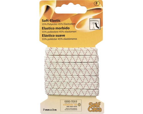 Soft-Elastic zick zack 7 mm x 3 m weiß Elastisches Band, 7 mm x 3 m, für Nähprojekte