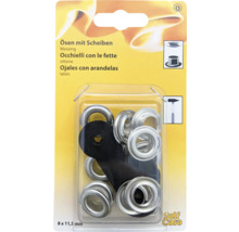 Ösen mit Scheiben Ø 11,5 mm silber 8 Stk.