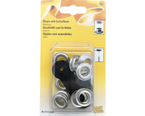Ösen mit Scheiben Ø 11,5 mm silber 8 Stk.