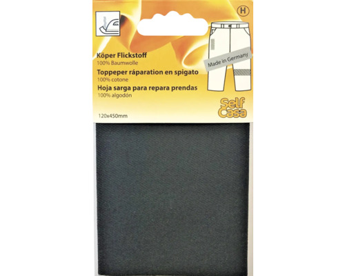 Flickstoff Köper 12x45 cm schwarz Köper Flickstoff aus 100 Prozent Baumwolle, 120x450 Millimeter