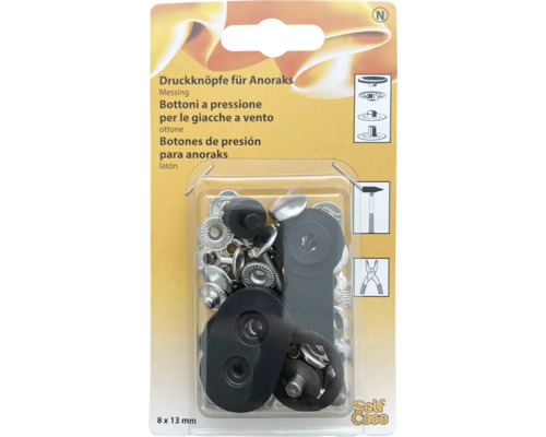 Druckknöpfe mit S-Feder für Anoraks Ø 13 mm silber 8 Stk.
