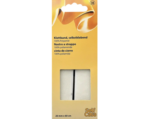 Klettband selbstklebend 20 mm x 60 cm weiß