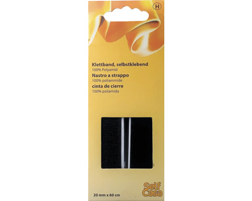 Klettband selbstklebend 20 mm x 60 cm schwarz