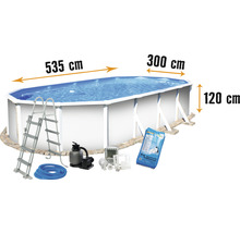 Aufstellpool Stahlwandpool-Set Planet Pool Vision-Pool Classic eckig 535x300x120 cm inkl. Sandfilteranlage, Leiter, Einbauskimmer, Filtersand & Anschlussschlauch weiß-thumb-0