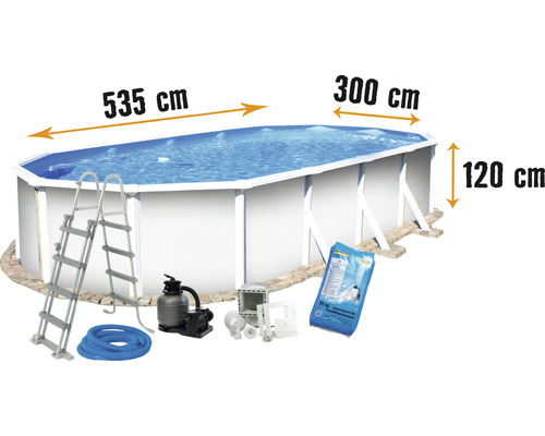 Aufstellpool Stahlwandpool-Set Planet Pool Vision-Pool Classic eckig 535x300x120 cm inkl. Sandfilteranlage, Leiter, Einbauskimmer, Filtersand & Anschlussschlauch weiß-0