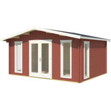 Gartenhaus aus Holz mit Fenstern und Doppeltür