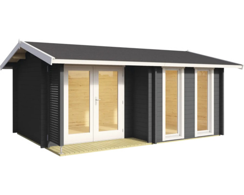 Holzgartenhaus mit Fenstern und Doppeltür