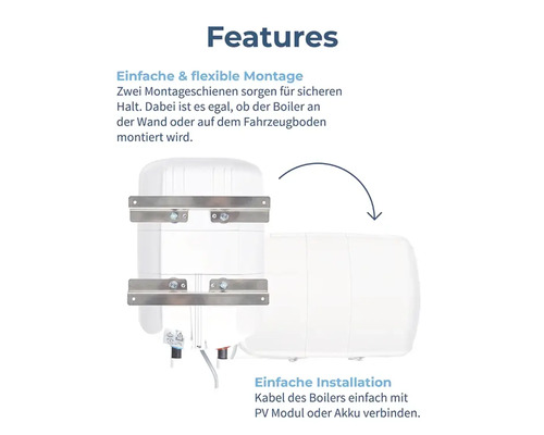 Boiler mit flexible Montage und einfacher Installation.