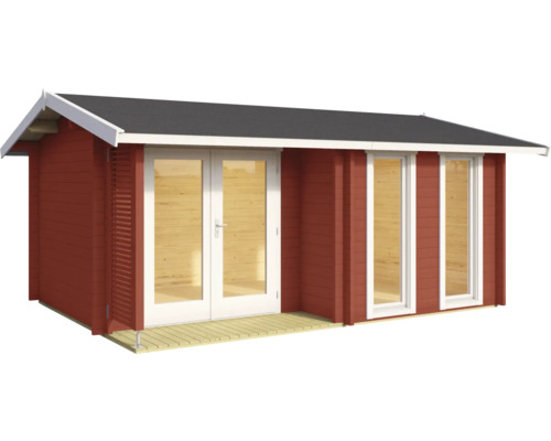 Holzgartenhaus mit Fenstern und Doppeltür