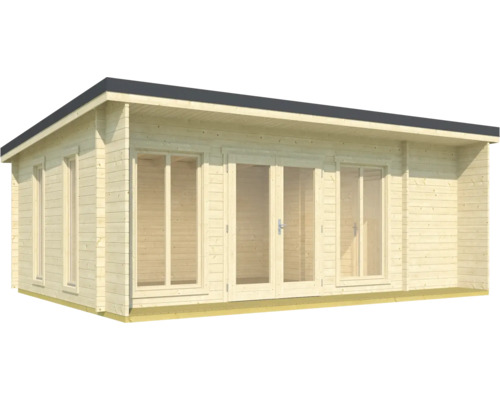 Holzgartenhaus mit Fenstern und Doppeltür