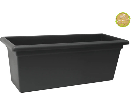 Blumenkasten Pflanzkasten Magnus XXL 100 rechteckig Kunststoff anthrazit frostbeständig UV-beständig Bodenloch vorhanden ideal für Anbau von Gemüse auf dem Balkon Rechteckiger Blumenkasten aus recyceltem Kunststoff