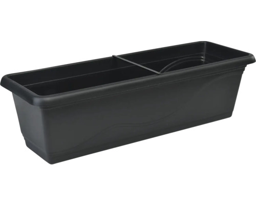 Schwarzer Pflanzkasten aus Kunststoff