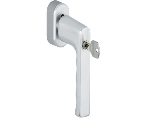 Fenstergriff Hoppe 11792164 Hamburg 0700S/UD9020 silber Stiftlänge variabel 32-42 mm abschließbar inkl. Befestigungsschrauben u. Schlüssel Abschließbarer Fenstergriff mit Schlüssel