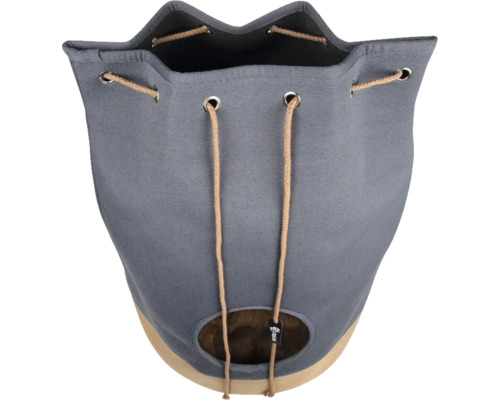 Graues Katzenkörbchen mit Kordelzug