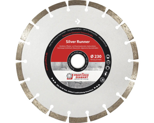 Diamanttrennscheibe Profitech Diamant Silver Runner Ø 115x22,23 mm Diamanttrennscheibe mit 230 Millimeter Durchmesser für Steintrennarbeiten