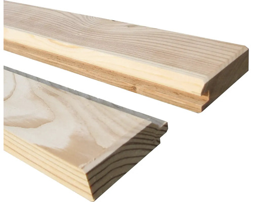 Zwei Holzprofile aus hellem Holz