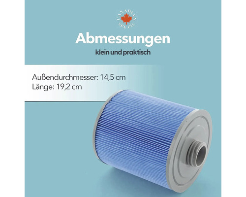 Filterpatrone für Whirlpool, Aussendurchmesser 14,5 cm, Länge 19,2 cm