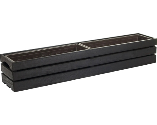 Blumenkasten aus Holz mit zwei Pflanzeinsätzen