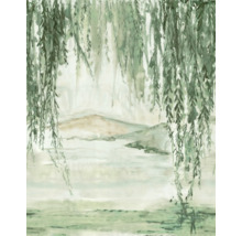 Gemälde einer Weide über einer Seenlandschaft