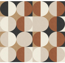 Quadrate und Halbkreise bilden ein geometrisches Muster.