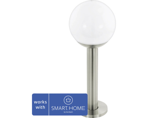 LED Außensockelleuchte 9W 806 lm 3000 K H 52,5 cm Nisia Crosslink edelstahl/weiß Kugelleuchte aus Edelstahl für den Außenbereich