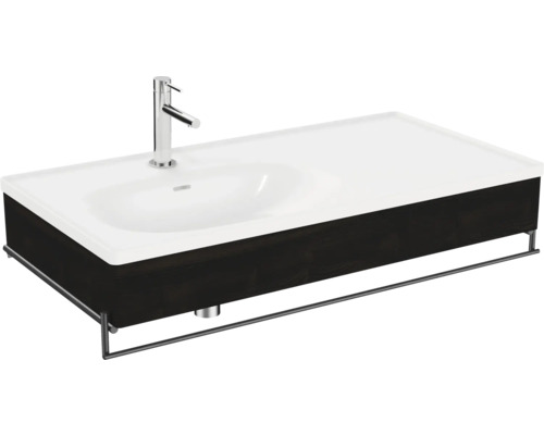 VitrA Möbelwaschtisch Equal 1025 x 520 mm weiß glänzend Holzblende Ulme 64089 Waschtischkombination mit Waschbecken, Armatur und Handtuchhalter
