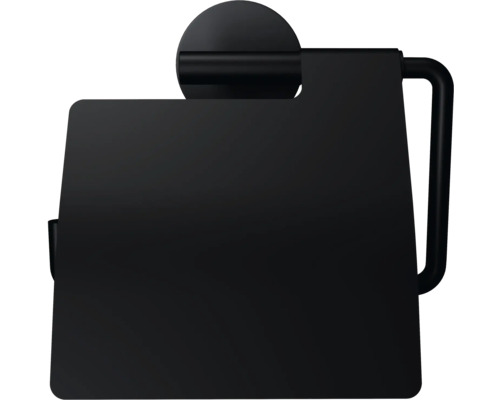 Schwarzer Toilettenpapierhalter mit Ablage