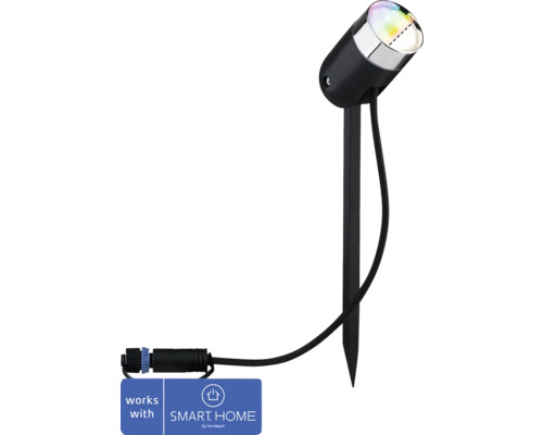 Paulmann Plug & Shine LED Spot RGBW Einzelspot IP65 4,5W 170 lm 3000-6500 K Pike anthrazit 230/24V - Kompatibel mit SMART HOME by hornbach Gartenstrahler mit Erdspieß zur Gartenbeleuchtung