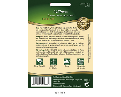 Möhren Saatgutpackung Purple Elite