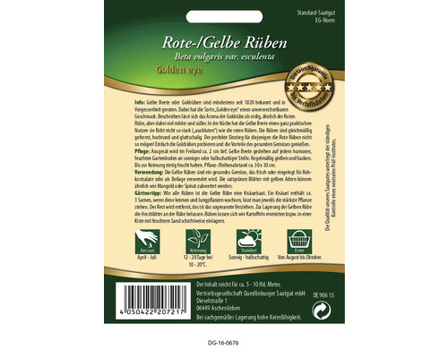 Samentüte mit roter und gelber Bete der Sorte Golden Eye