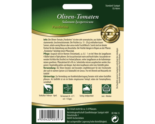 Oliven Tomaten Saatgut Packung